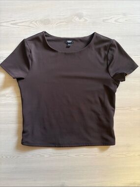 Express Women’s Short Sleeve Scoop Neck Top - Chocolate Brown